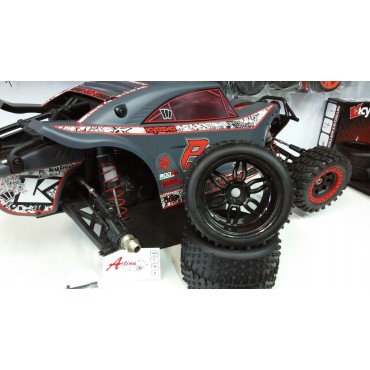 PAR DE RODAS E PNEUS SINTEC MONTADOS OFF ROAD 17mm PRETA PARA TRASEIRA KYOSHO SCORPION XXL B SSB S139 P